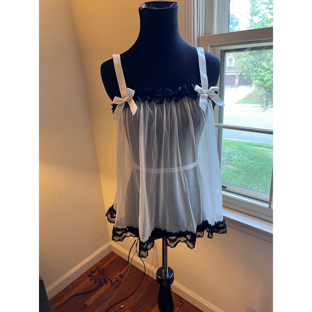 Victorias Secret Coquette Aesthetic Babydoll Bows and Ribbons Vintage Sheer Mesh